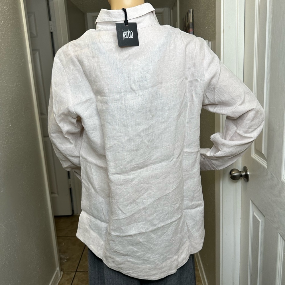 Jarbo Women's Off White Blouse Size 2 Cotton Button Down Blouse Shirt Top — image 2 of 8